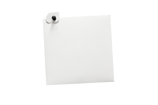 Square white paper sheet with button. Letter. Blank card with paper envelope template mockup. Isolated on transparent background, png