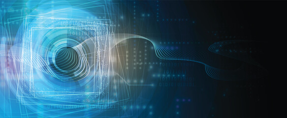 Abstract circle on technology or business futuristic particle background