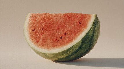 A delicious slice of ripe watermelon on a neutral background, perfect summer food