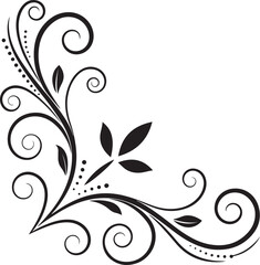 Elegant Floral Corner: A delicate black floral design unfurls gracefully from the corner. Spirals and leaves evoke a sense of organic beauty and sophisticated charm.