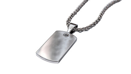 Silver dog tag pendant on chain