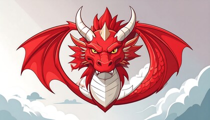 Fierce red dragon head graphic