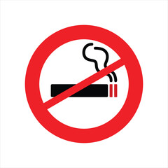 A red circle with a line through a cigarette, indicating a no smoking area.