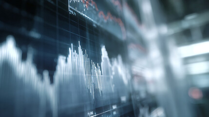 Digital financial chart displaying stock market data with fluctuating trends on a screen