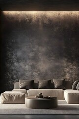 Contemporary Living Room Interior with Cozy Sofa and Atmospheric Lighting