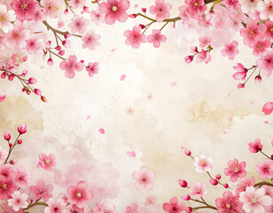 Elegant Washi Texture Sakura Pattern Background