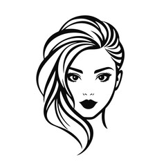 Elegant woman silhouette, beauty salon logo, lady face outline, stylish girl head design