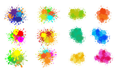Colorful paint splatter set, abstract ink splash collection, watercolor blot design, creative grunge texture, vibrant art background
