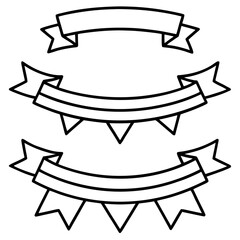 Merry Celebration Banner Line Art Vector