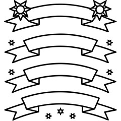 Merry Celebration Banner Line Art Vector