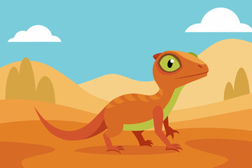 Fototapeta premium cartoon lizard in desert 
