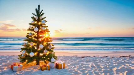 Christmas decorations on the beach.