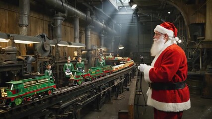 Santa Claus in a toy factory.