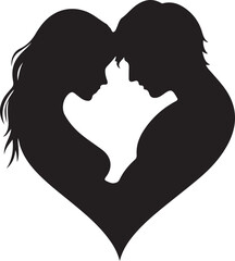 silhouette of a couple ,silhouette of a couple with heart