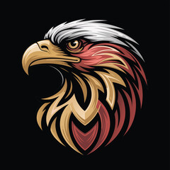 A striking eagle head illustration featuring a majestic bird with detailed plumage, sharp beak, and intense gaze, symbolizing freedom, power, and keen vision