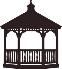 Obraz premium Gazebo with Bench and Decorative Wooden Roof