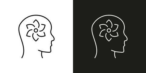 Mental health and mindfulness - vector editable stroke icon.