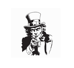 Uncle Sam American Patriot Vector Logo Design on white background