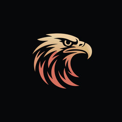 An intense eagle head logo with sharp features, symbolizing power, vision, and determination, perfect for brands seeking a strong and memorable identity