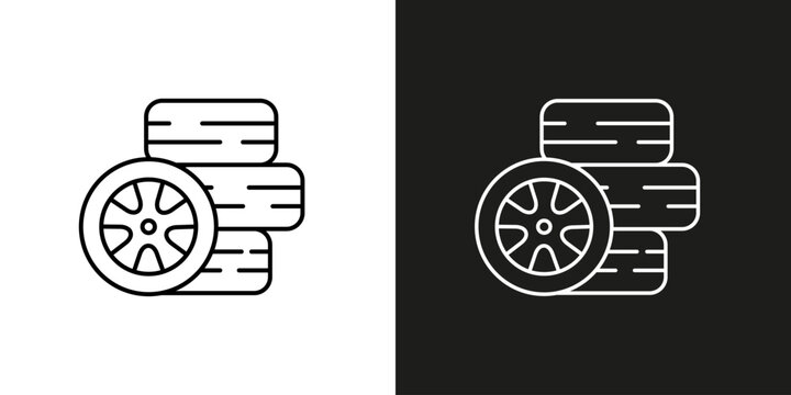 Car tires symbol. Vector editable stroke icon. - Powered by Adobe
