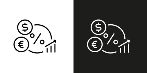Dollar, euro interest and percent. Investment symbol. Vector editable stroke icon.