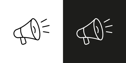 Advertisement and Announcement megaphone symbol. Vector editable stroke icon.