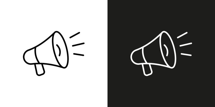 Advertisement and Announcement megaphone symbol. Vector editable stroke icon.