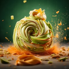 Green and Orange Pasta Mockup Frozen in Motion