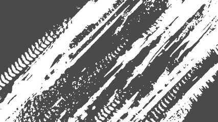 Black tire tracks on white background with grunge texture vector. Vector Print Textured Tire Track banner. 