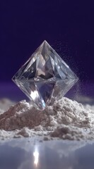 Obraz premium Sparkling diamond atop powdered substance