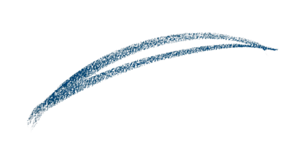 Hand drawn blue pencil lines, circles, stripes and squiggly lines on transparent background.