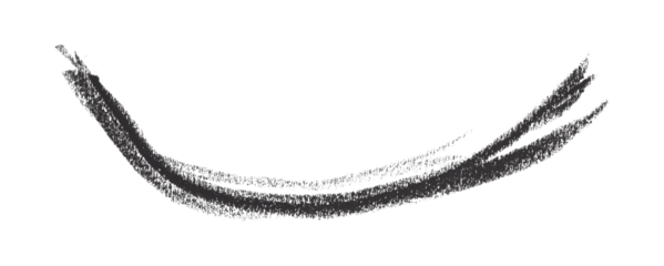 Hand drawn black pencil lines, circles, stripes and squiggly lines on transparent background.