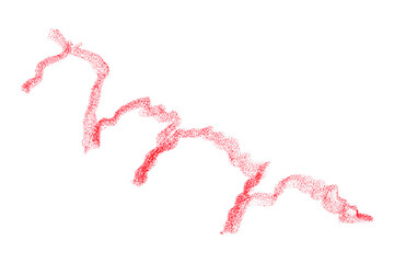 Hand drawn red pencil lines, circles, stripes and squiggly lines on transparent background.