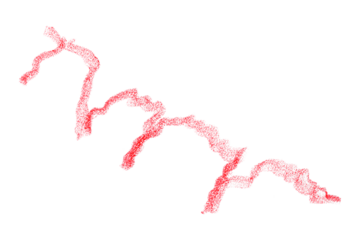 Hand drawn red pencil lines, circles, stripes and squiggly lines on transparent background.