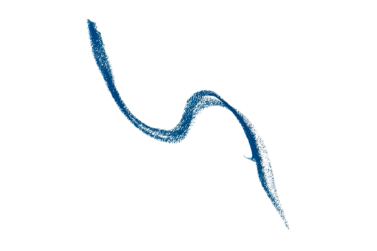 Hand drawn blue pencil lines, circles, stripes and squiggly lines on transparent background.