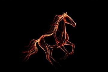 abstract horse illustration with fire lines on dark background symbol of zodiac horse year 2026 chinese new year concept of celebration concept of branding concept of art