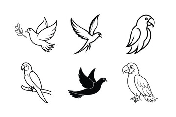 set of vector parrot birds