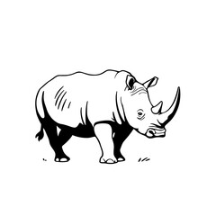 Fototapeta premium Rhinoceros. Rhinoceros simple black and white line art vector logo