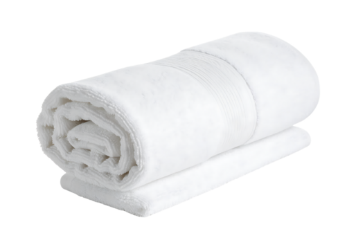 Rolled white towel isolated on transparent background