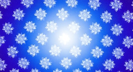Abstract blue background with a pattern of glowing snowflakes, creating a festive and wintery atmosphere