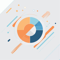 Abstract Pie Chart with Geometric Shapes on Grey Background