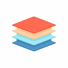 Four Layered Square in Red Peach Blue and Teal