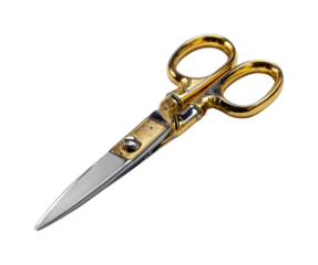 Crafting with golden scissors creative projects at home PNG, isolated on transparent background