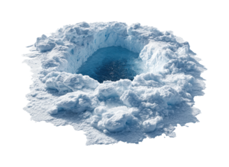 Melting ice hole reveals blue water arctic region nature PNG, isolated on transparent background