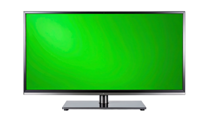 Modern Flat Screen Television Green Screen Display.