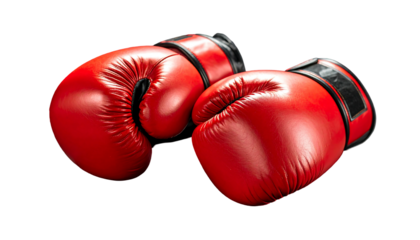 Pair of Red Boxing Gloves Ready for Training and Competition.