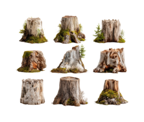 Stumps and tree remnants forest nature outdoors PNG, isolated on transparent background