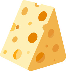 Triangle block of Swiss style cheese isolated on white background