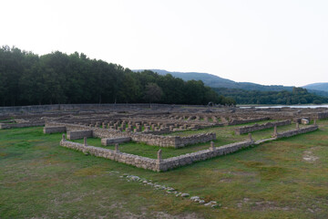 A wide-angle view of the Roman military camp at Aquis Querquennis. Ourense - España