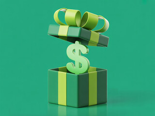 Unwrap success with this vibrant dollar sign gift box for a modern financial concept